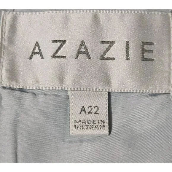 Azazie Bondi A Line Chiffon Ruffle Dress Sky Blue Plus Size 22 - Picture 7 of 7